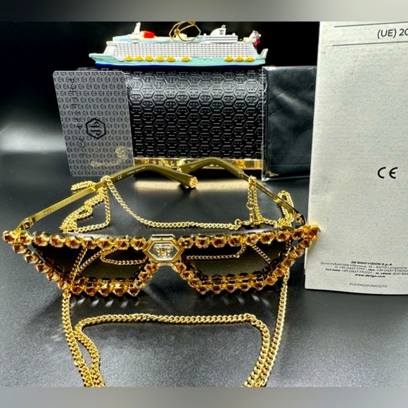 👑PHILIPP PLEIN Sunglasses Plein Crystal Lush SPP030S Col.400G Auth… - Picture 4 of 15